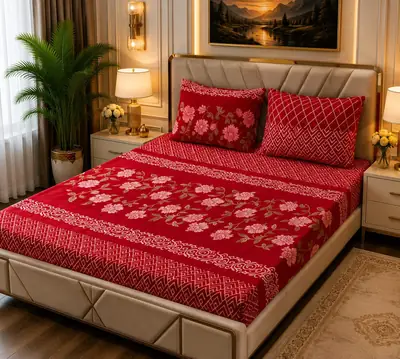 Stylish 3 Pcs Fleece Printed Double Bedsheet