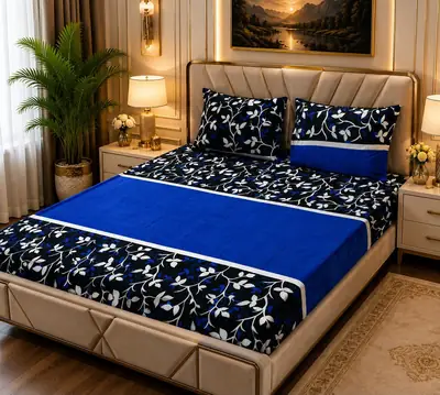 Stylish 3 Pcs Fleece Printed Double Bedsheet