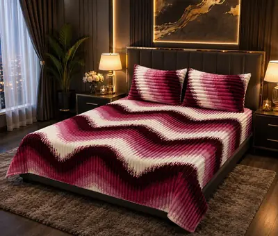 Premium 3 Pcs Plush Embossed Bubble Printed Double Bedsheet