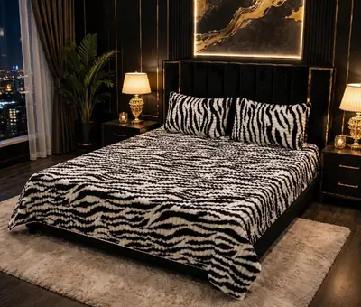 Premium 3 Pcs Plush Embossed Bubble Printed Double Bedsheet