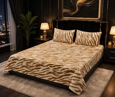 Premium 3 Pcs Plush Embossed Bubble Printed Double Bedsheet