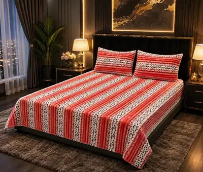 Premium 3 Pcs Plush Embossed Bubble Printed Double Bedsheet