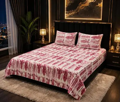Premium 3 Pcs Plush Embossed Bubble Printed Double Bedsheet