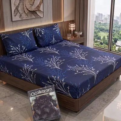 3 Pcs Cotton Salonica Printed Double Bedsheet