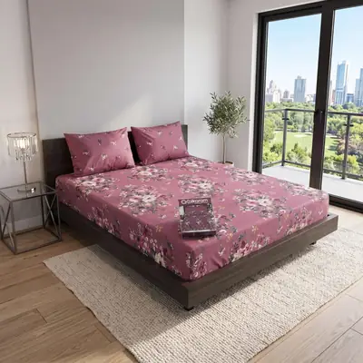 3 Pcs Cotton Salonica Printed Double Bedsheet thumbnail 2