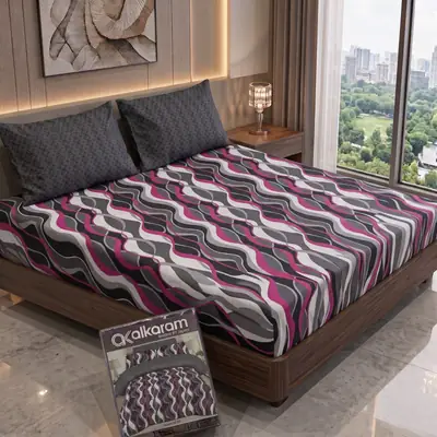 3 Pcs Cotton Salonica Printed Double Bedsheet