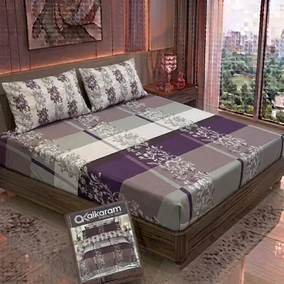 3 Pcs Cotton Salonica Printed Double Bedsheet thumbnail 2