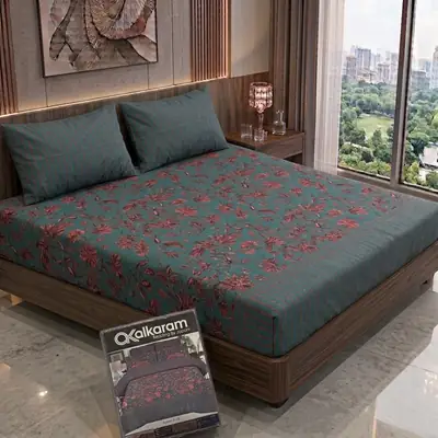 3 Pcs Cotton Salonica Printed Double Bedsheet thumbnail 2