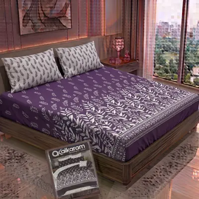 3 Pcs Cotton Salonica Printed Double Bedsheet