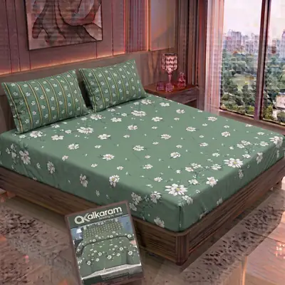 3 Pcs Cotton Salonica Printed Double Bedsheet thumbnail 2
