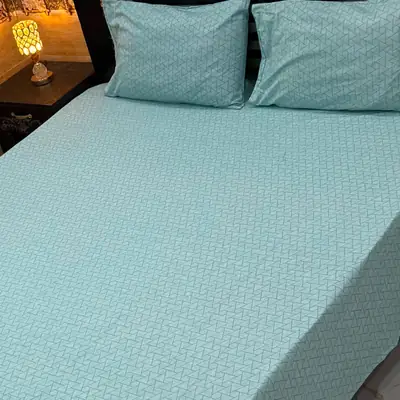 Classy 3 Pcs Export Cotton Printed Double Bedsheet
