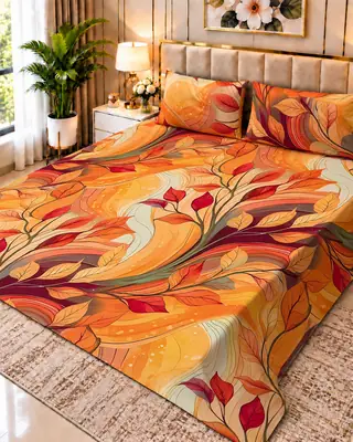 Exclusive 3 Pcs Micro Cotton Printed 9D Double Bedsheet