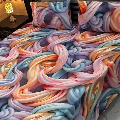 Vibrant 3 Pcs Micro Cotton Printed 9D Double Bedsheet