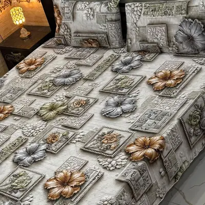 Vibrant 3 Pcs Micro Cotton Printed 9D Double Bedsheet
