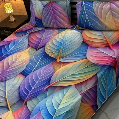 Vibrant 3 Pcs Micro Cotton Printed 9D Double Bedsheet