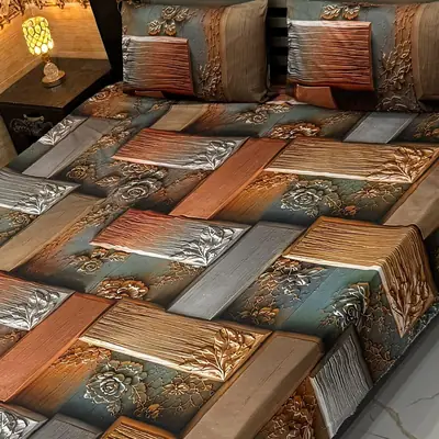 Vibrant 3 Pcs Micro Cotton Printed 9D Double Bedsheet