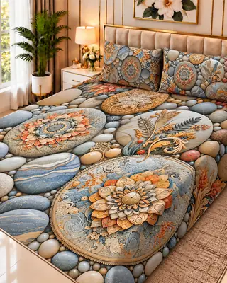 Exclusive 3 Pcs Micro Cotton Printed 9D Double Bedsheet