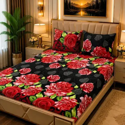 Cozy 3 Pcs Fleece Printed Double Bedsheet