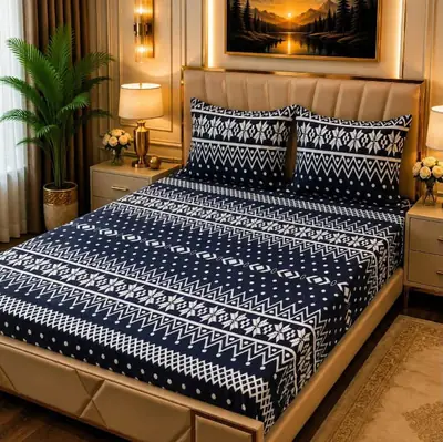 Cozy 3 Pcs Fleece Printed Double Bedsheet