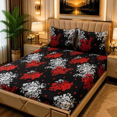 Cozy 3 Pcs Fleece Printed Double Bedsheet