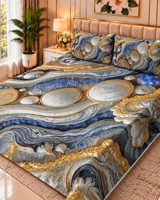 Exclusive 3 Pcs Micro Cotton Printed 9D Double Bedsheet