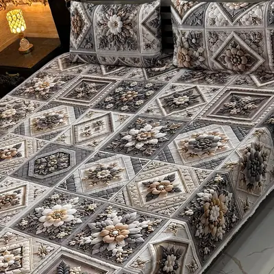 Vibrant 3 Pcs Micro Cotton Printed 9D Double Bedsheet