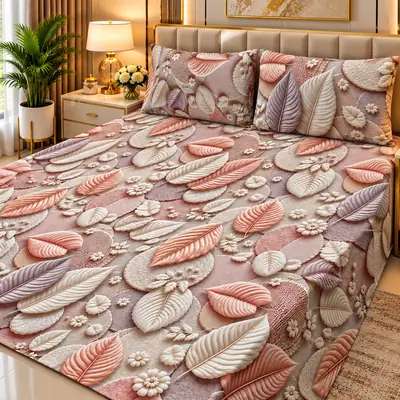 Exclusive 3 Pcs Micro Cotton Printed 9D Double Bedsheet