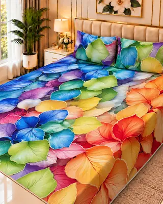 Exclusive 3 Pcs Micro Cotton Printed 9D Double Bedsheet