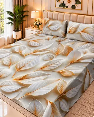 Exclusive 3 Pcs Micro Cotton Printed 9D Double Bedsheet