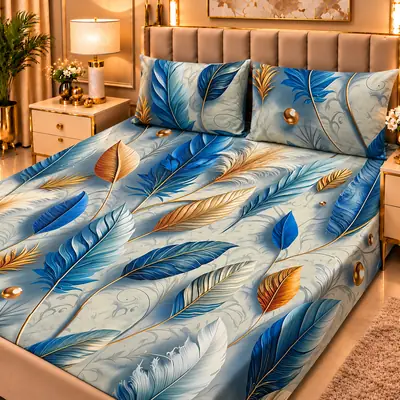 Elegant 3 Pcs Micro Cotton Printed 9D Double Bedsheet