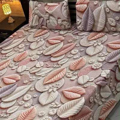 Vibrant 3 Pcs Micro Cotton Printed 9D Double Bedsheet