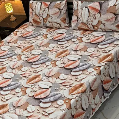 Vibrant 3 Pcs Micro Cotton Printed 9D Double Bedsheet