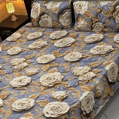 Vibrant 3 Pcs Micro Cotton Printed 9D Double Bedsheet