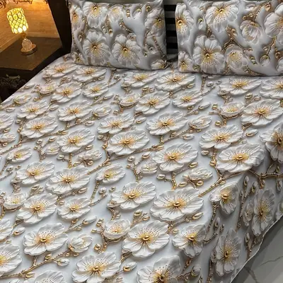 Vibrant 3 Pcs Micro Cotton Printed 9D Double Bedsheet