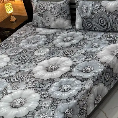 Vibrant 3 Pcs Micro Cotton Printed 9D Double Bedsheet