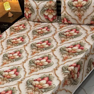 Vibrant 3 Pcs Micro Cotton Printed 9D Double Bedsheet