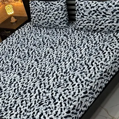 Premium 3 Pcs Plush Embossed Bubble Printed Double Bedsheet