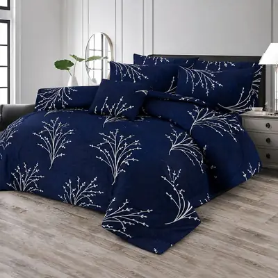 7 Pcs Cotton Salonica Printed Comforter Set