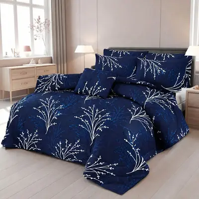 7 Pcs Cotton Salonica Printed Comforter Set thumbnail 4