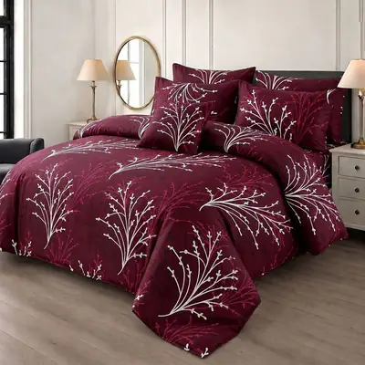 7 Pcs Cotton Salonica Printed Comforter Set