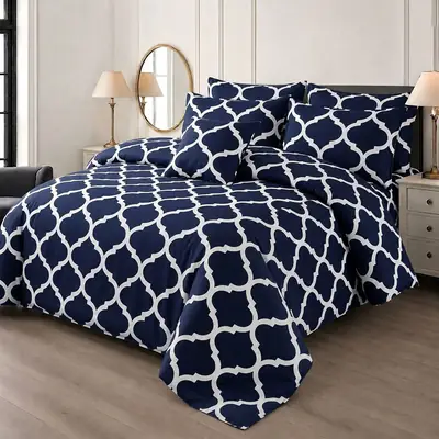 7 Pcs Cotton Salonica Printed Comforter Set