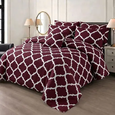 7 Pcs Cotton Salonica Printed Comforter Set