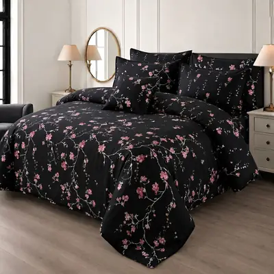 7 Pcs Cotton Salonica Printed Comforter Set