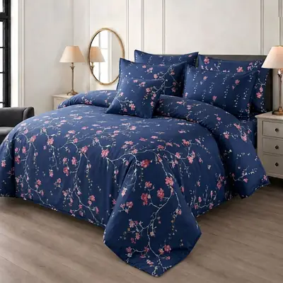 7 Pcs Cotton Salonica Printed Comforter Set