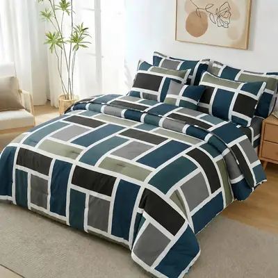7 Pcs Cotton Salonica Printed Comforter Set