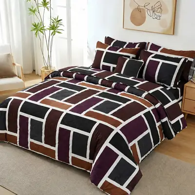 7 Pcs Cotton Salonica Printed Comforter Set