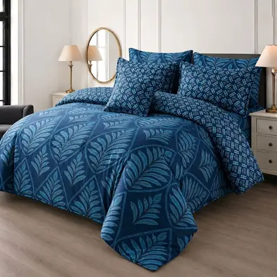 7 Pcs Cotton Salonica Printed Comforter Set