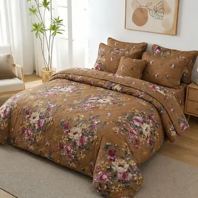 7 Pcs Cotton Salonica Printed Comforter Set