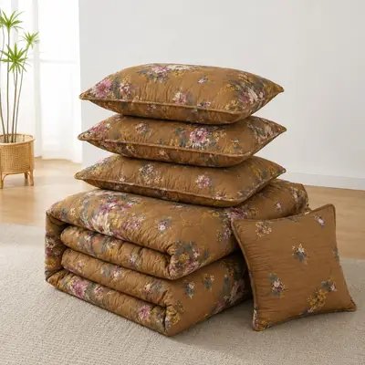 7 Pcs Cotton Salonica Printed Comforter Set thumbnail 3