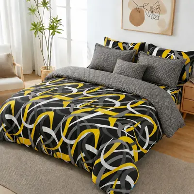7 Pcs Cotton Salonica Printed Comforter Set